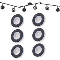 Lindby spotlight Jyla, black, 4,000 K, 6-bulb, GX53