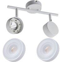 Lindby spotlight Jyla, white, 4,000 K, 2-bulb, GX53