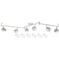 Lindby spotlight Jyla, white, lens, 3,000 K, 6-bulb, GX53