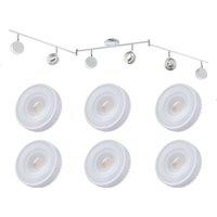 Lindby spotlight Jyla, white, 2,700 K, 6-bulb, GX53