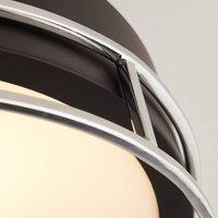 Searchlight Phoenix ceiling light, 30 cm, black / chrome, IP44