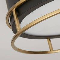 Searchlight Phoenix ceiling light, 30 cm, black / brass, IP44