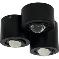 Lindby downlight Jyla, black, 3000 K, 3-bulb, lens, GX53