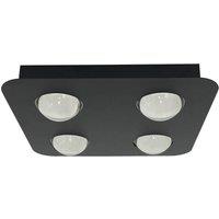Lindby ceiling light Jyla, black, 3,000 K, 4-bulb, lens