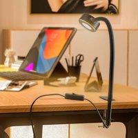 Lindby screw clamp light Jyla, black, 2,700 K, GX53