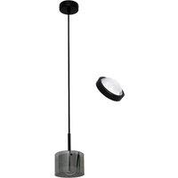 Lindby Rilea pendant light, black, smoked glass, lens, 3000K