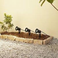 Lindby Thorgal ground spike light, 9.8 cm, black, set of 3