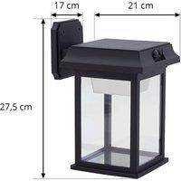 Lindby Solar LED wall light Latarka, height 27.5 cm, sensor