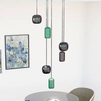 Lucande Narion pendant light, black/colourful, 6-bulb