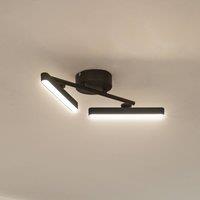 Lindby LED ceiling light Eldrin, 2-bulb, black,LED batten light