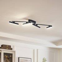 Lindby LED ceiling light Eldrin, 4-bulb, black,LED batten light