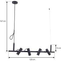Lucande Lysias pendant light, black, metal, length 120cm