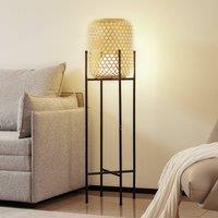 Lucande LED rechargeable floor lamp Adebi, black, bamboo, 32.5cm