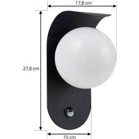Lindby LED outdoor wall light Lacie, sensor, black/white, aluminium