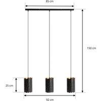 Lindby Aralena pendant light, black/gold, 3-bulb, length 93cm