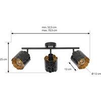 Lindby Aralena ceiling light, black/gold, 3-bulb, length 70cm