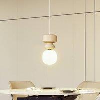 Lucande Fidelo pendant light, white/yellow, glass, ceramic, 18 cm