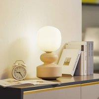 Lucande Fidelo table lamp, white/yellow, 38 cm, glass, ceramic