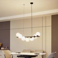 Lucande pendant light Isandro, black / opal, 7-bulb