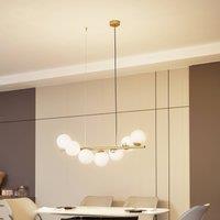 Lucande pendant light Isandro, 95 cm, gold, white, 7-bulb, G9