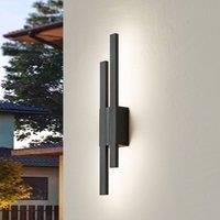Lindby LED outdoor wall light Sakari, black, aluminium, 59 cm high