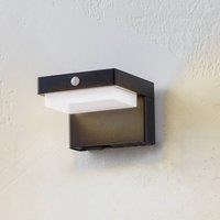 Lindby Eleazar solar-powered LED wall light, black, sensor, dimmable