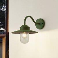 Lindby Bilma outdoor wall light, green, glass, 29 cm high