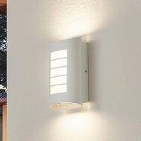 Lindby LED outdoor wall light Ismael, white, aluminium, height 26.8 cm
