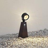 Lindby Raide LED solar spotlight, sensor, black, aluminium