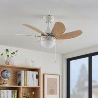 Lindby ceiling fan Minja, white, wood
