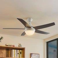 Lindby ceiling fan with light Auraya, quiet, white, 130cm