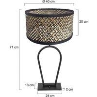 Steinhauer Stang 3751ZW table lamp, black/natural wickerwork