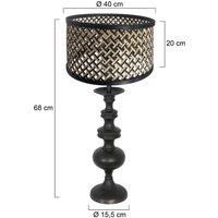 Steinhauer Lyons 3749ZW table lamp, black/natural wickerwork