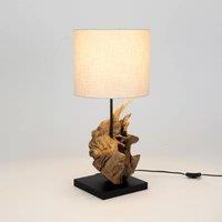 Hollnder Filicudi table lamp, beige/wood-coloured, height 60 cm, linen
