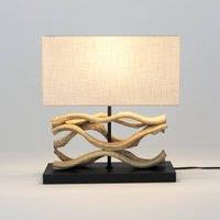 Hollnder Panarea table lamp, wood-coloured/beige, height 42 cm, wood