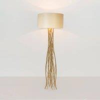 Hollnder Capri floor lamp, gold/ecru, height 155 cm, hammered iron