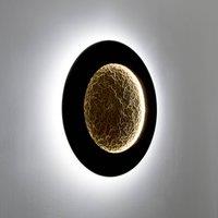 Hollnder LED wall light Luna Piena, brown-black/gold, 80 cm