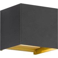 FISCHER & HONSEL Thore LED outdoor wall light, black/gold-coloured, width 11 cm