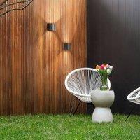 FISCHER & HONSEL LED outdoor wall light Matteo, black, width 14 cm, 2-bulb.