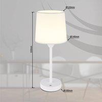 Globo LED table lamp Lunki, white, height 35 cm, fabric, CCT