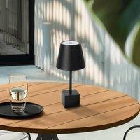 Lindby LED rechargeable table lamp Janea CUBE, black, metal