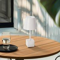 Lindby LED rechargeable table lamp Janea CUBE, white, metal