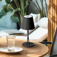 Lindby LED rechargeable table lamp Janea CROSS, black, metal
