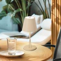 Lindby LED rechargeable table lamp Janea, CROSS, beige, metal