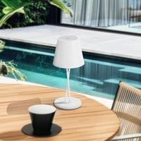 Lindby LED rechargeable table lamp Janea CROSS, white, metal