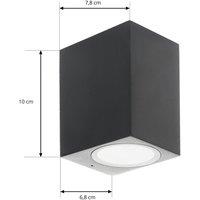Prios outdoor wall light Tetje, black, angular, 10 cm, set of 4