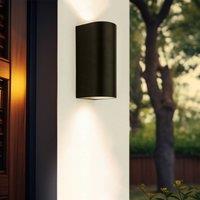 Prios outdoor wall light Tetje, black, round, 16 cm, set of 4
