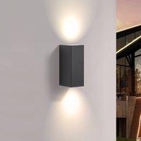 Prios outdoor wall light Tetje, black, angular, 16 cm, set of 4