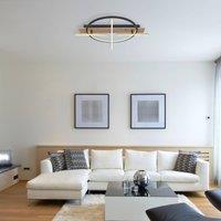 Globo Beatrix LED ceiling light, length 44 cm, wood/black, wood