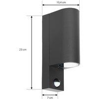 Prios outdoor wall light Tetje, black, round, sensor, set of 2